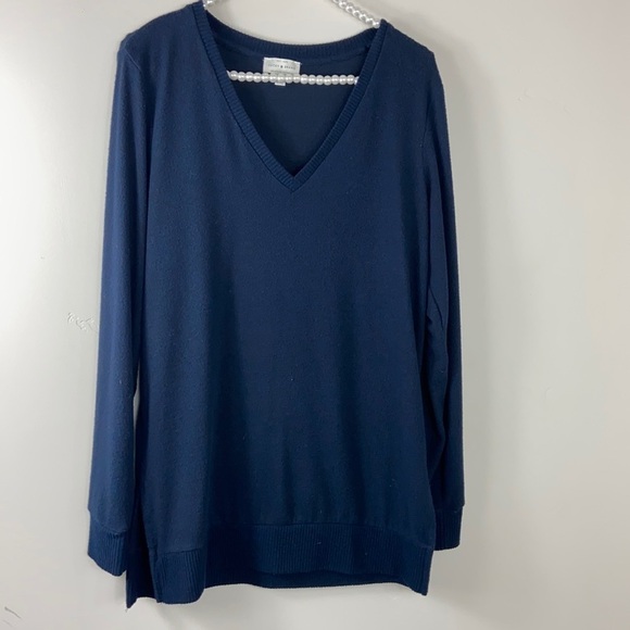 Lucky Brand Navy Blue V Neck Knit Long Sweater Small - Picture 2 of 7